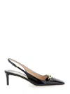 Tom Ford Black Slingback Pumps With T Logo Detail In Patent Leather Woman In Black