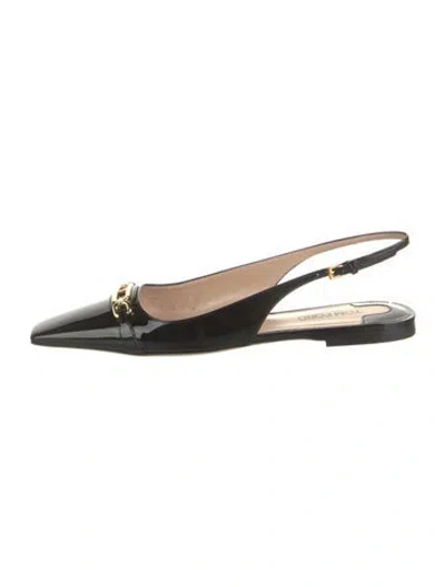Pre-owned Tom Ford Patent Leather Slingback Flats In Black