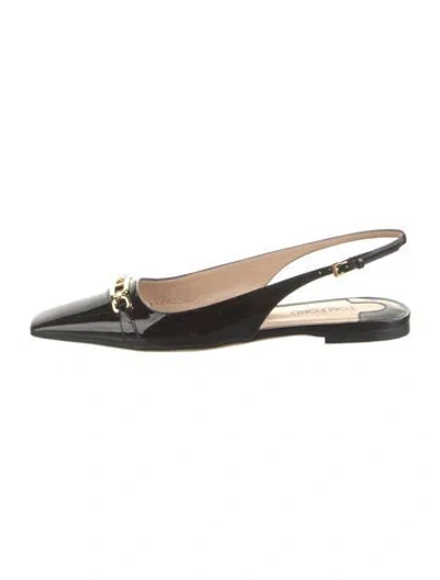 Pre-owned Tom Ford Patent Leather Slingback Flats In Black