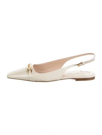 Pre-owned Tom Ford Patent Leather Slingback Flats In Neutrals