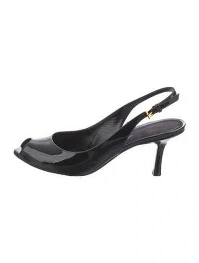 Pre-owned Tom Ford Patent Leather Slingback Sandals In Black