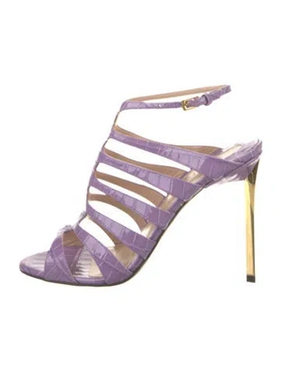 Pre-owned Tom Ford Patent Leather Slingback Sandals In Purple