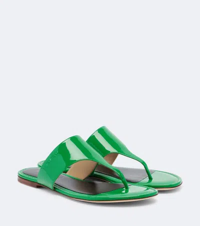 Tom Ford Patent Leather Thong Sandals In Green