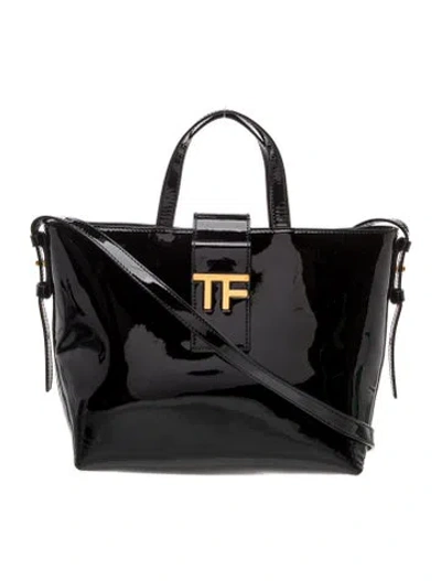 Pre-owned Tom Ford Patent Leather Top Handle Bag In Black