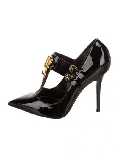 Pre-owned Tom Ford Patent Leather T-strap Pumps In Black