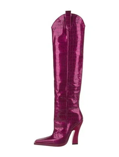 Pre-owned Tom Ford Patent Leather Western Boots In Pink