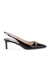 Tom Ford Black Slingback Pumps With T Logo Detail In Patent Leather Woman In Black