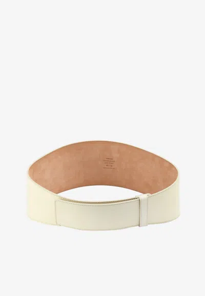 Tom Ford Patent Leather Wide Belt In Chalk
