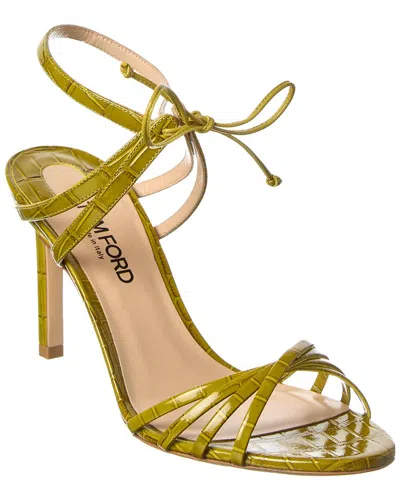 Tom Ford Patent Sandal In Green