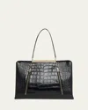 Tom Ford Patrick Croc-embossed Leather Shoulder Bag In Black