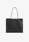 Tom Ford Rectangular Smooth Goat Leather Handbag With Polished Metallic Accent In Black