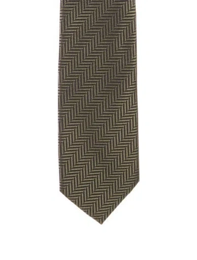 Pre-owned Tom Ford Pattern Silk Tie W/tags In Green