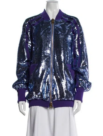 Pre-owned Tom Ford Patterned Bomber Jacket In Purple