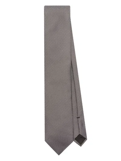Tom Ford Patterned-jacquard Tie In Brown
