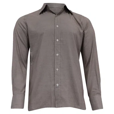 Tom Ford Patterned Long Sleeve Shirt In Brown Cotton