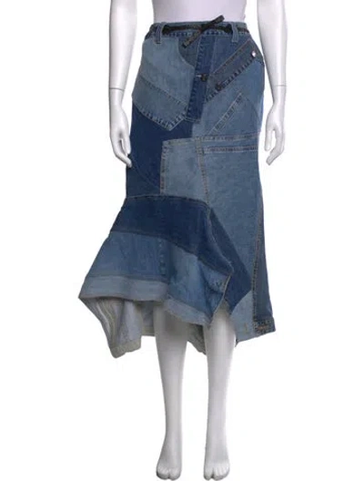 Pre-owned Tom Ford Patterned Midi Length Skirt In Blue