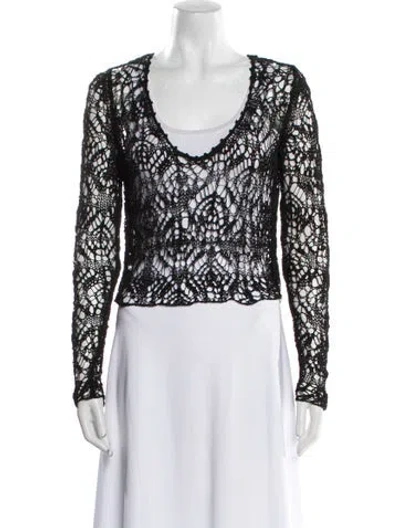 Pre-owned Tom Ford Patterned Scoop Neck Sweater In Black