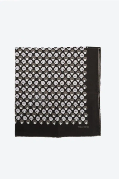 Tom Ford Patterned Silk Foulard In Black