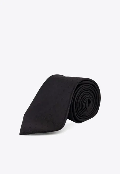 Tom Ford Patterned Silk Tie In Black