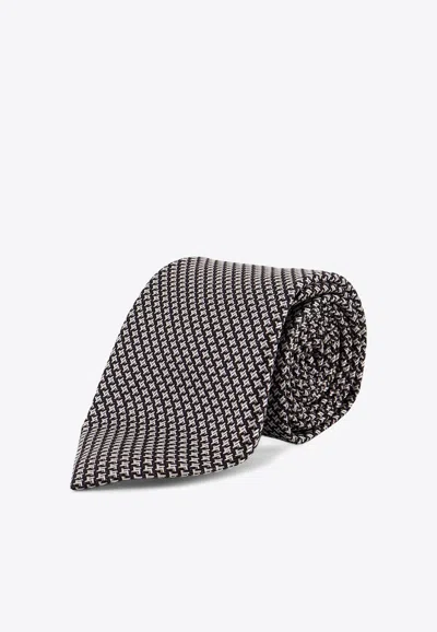 Tom Ford Patterned Silk Tie In Black