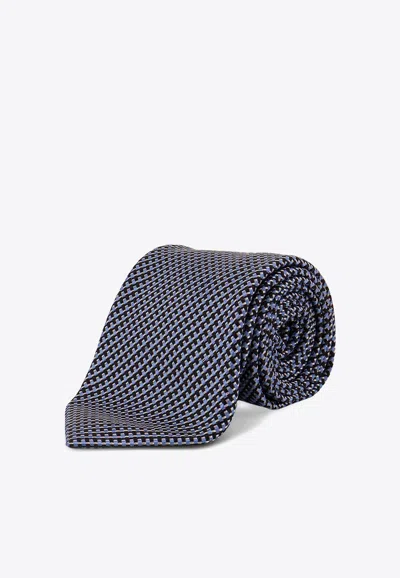 Tom Ford Patterned Silk Tie In Blue