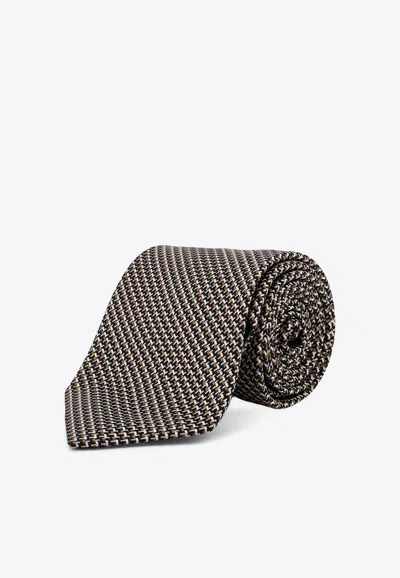 Tom Ford Patterned Silk Tie In Brown