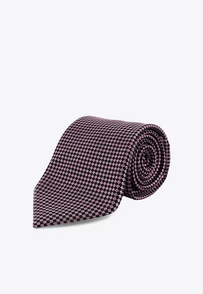 Tom Ford Patterned Silk Tie In Pink