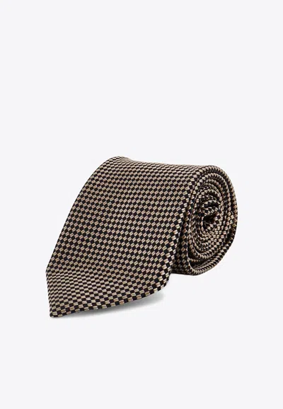 Tom Ford Patterned Silk Tie In Brown