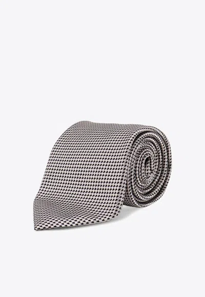 Tom Ford Patterned Silk Tie In Gray