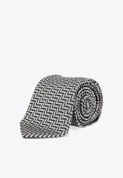 Tom Ford Patterned Silk Tie In Gray