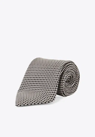 Tom Ford Patterned Silk Tie In Gray