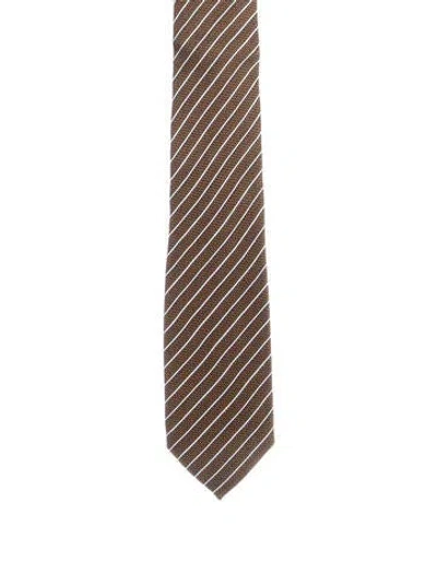 Pre-owned Tom Ford Patterned Silk Tie W/tags In Brown