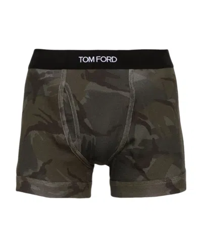 Tom Ford Patterned Stretch-cotton Boxers In Black