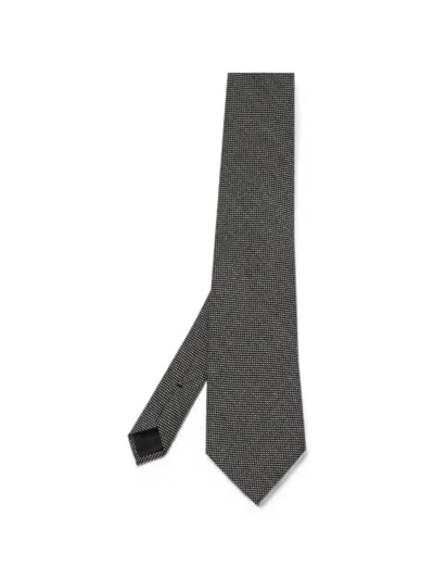 Pre-owned Tom Ford Patterned-jacquard Wool Tie In Grey