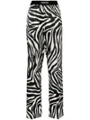 Tom Ford Zebra-print Silk-blend Satin Straight-leg Pants In Beige