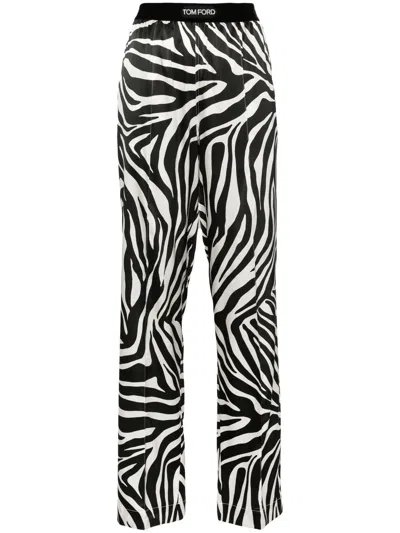 TOM FORD WOVEN TROUSERS,PAW397.FAP219 XECBL ECRU BLACK