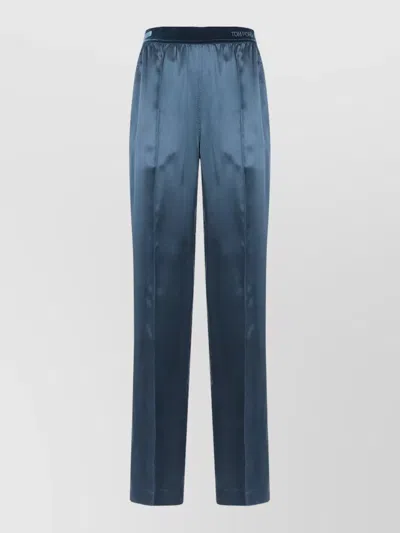 Tom Ford Peach Feel Silk Satin Pijiamas Trousers In Blue