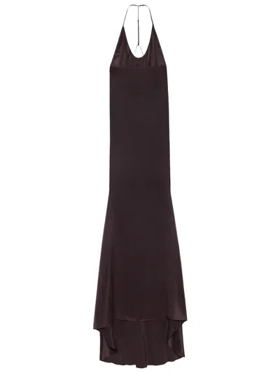 Tom Ford Peach-feel Silk Satin Halterneck Evening Dress In Black