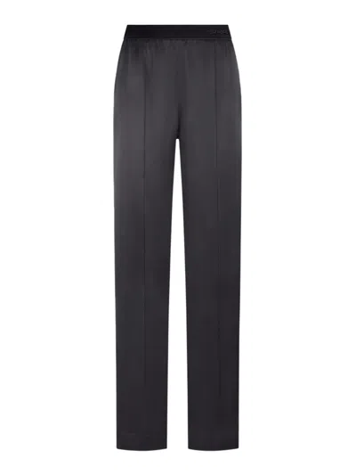 Tom Ford Peach-feel Silk Satin Pj Pants In Black