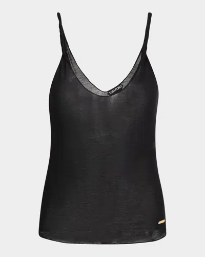 Tom Ford Peachy Hand Bamboo Jersey Tank Top In Black