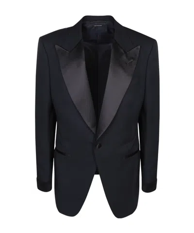 Tom Ford Peak Lapel Single-breasted Blazer In Black