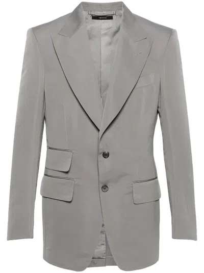 Tom Ford Peak-lapels Single-breasted Blazer In Grey