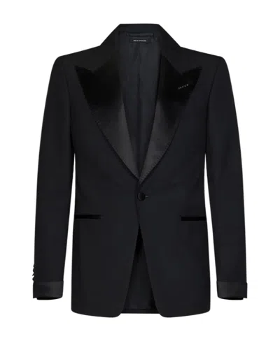 Tom Ford Peak-lapels Single-breasted Suit In Black