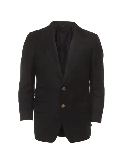 Pre-owned Tom Ford Peak-lapel Button-fastening Blazer In Black