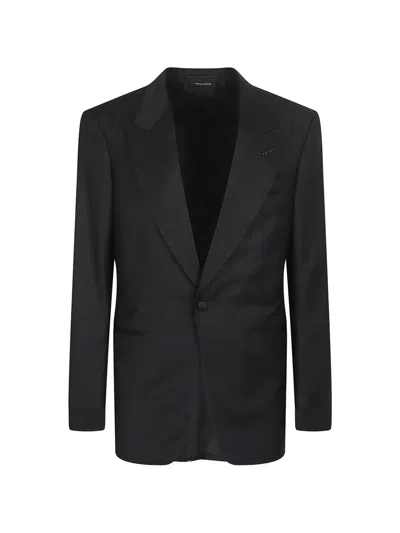 Tom Ford Peak-lapel Single-breasted Jacket In Black