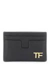 Tom Ford Pebbled Calfskin Card Holder In Black
