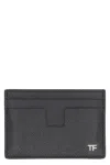 Tom Ford Black Leather Money Clip Card Holder In Black