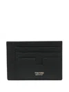 Tom Ford Pebbled Texture Leather Card Holder In Black