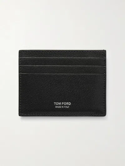 Tom Ford Pebble-grain Leather Cardholder In Black