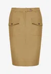 Tom Ford Stretch Cotton Twill Midi Skirt Skirts Beige In Brown